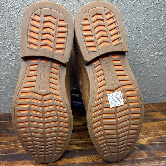 Skechers Bregman Calsen Street Dress Ankle Boots Mens Size 8 Cognac Leather NWT - Picture 6 of 6